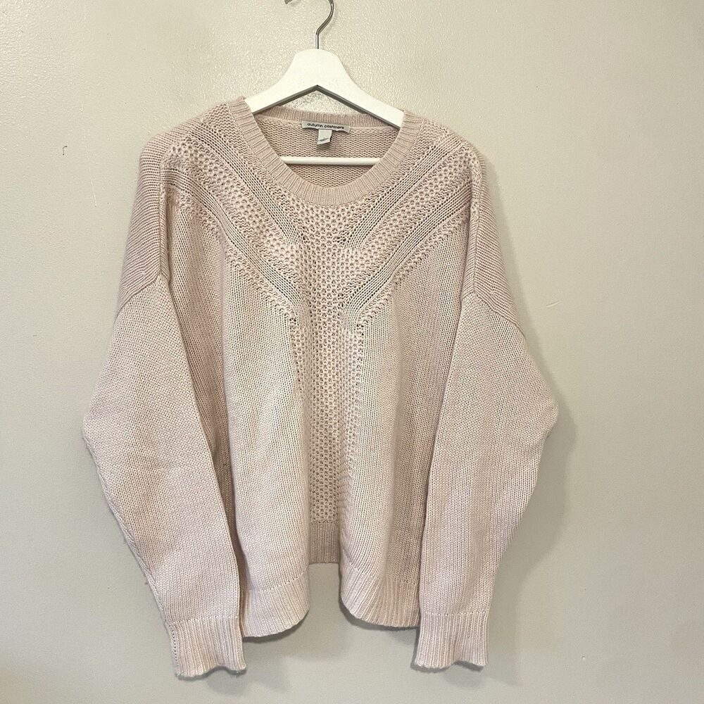 Autumn Cashmere Oversized Drop Shoulders Blush Pink Sweater 100% Cashmere Sz L